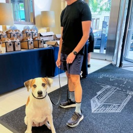 Welcome Home owner with his dog