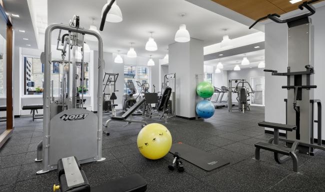 Get your workout on a gym with exercise equipment