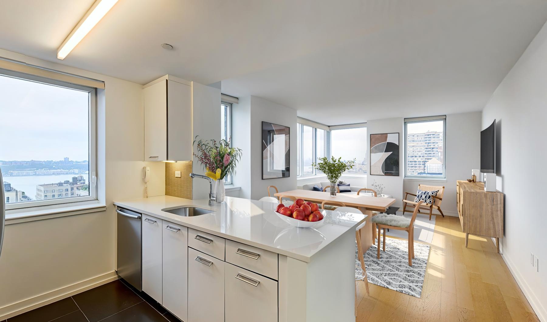 Beautiful kitchens with designer finishes a kitchen with a large window